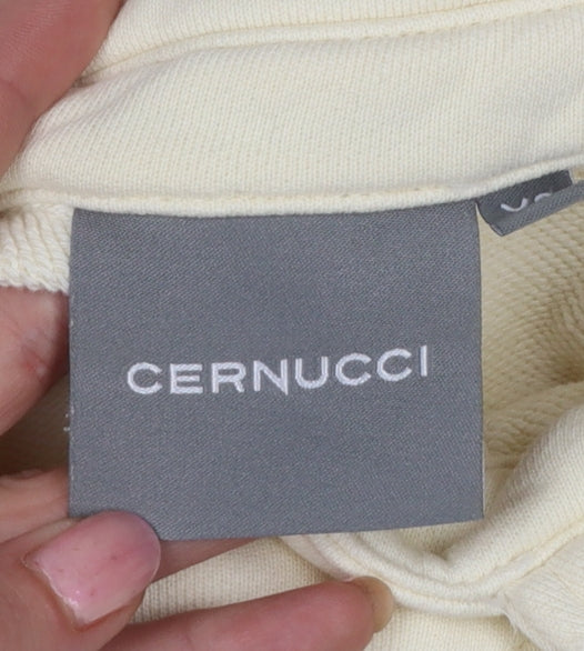 Additional view of Cernucci Women’s Ivory XS Henley Logo Sweatshirt High Neck