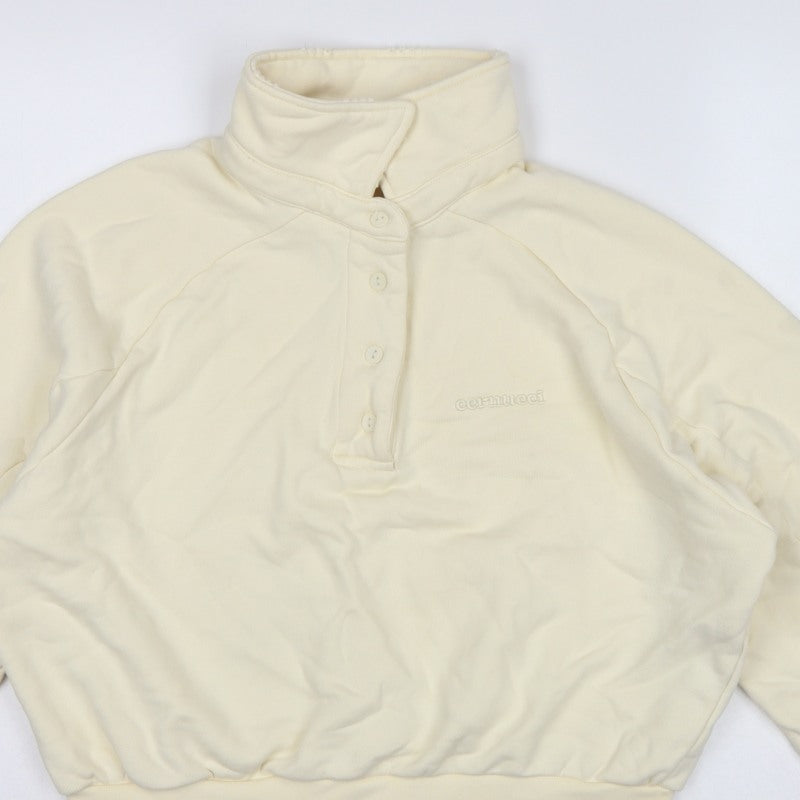 Additional view of Cernucci Women’s Ivory XS Henley Logo Sweatshirt High Neck