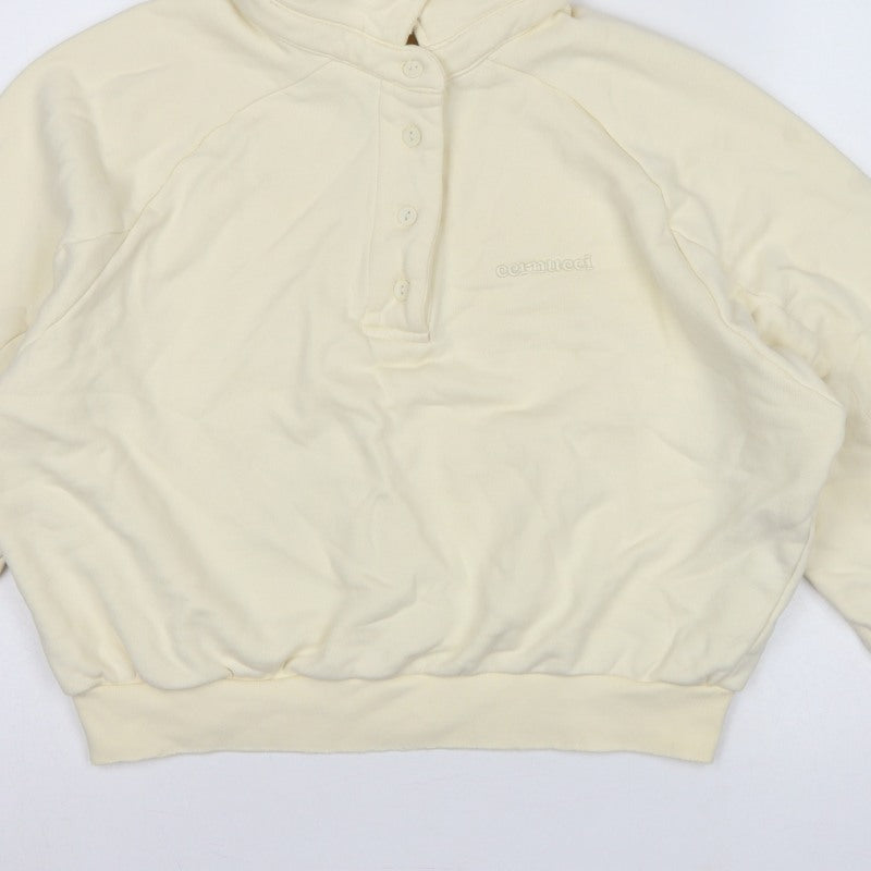 Additional view of Cernucci Women’s Ivory XS Henley Logo Sweatshirt High Neck