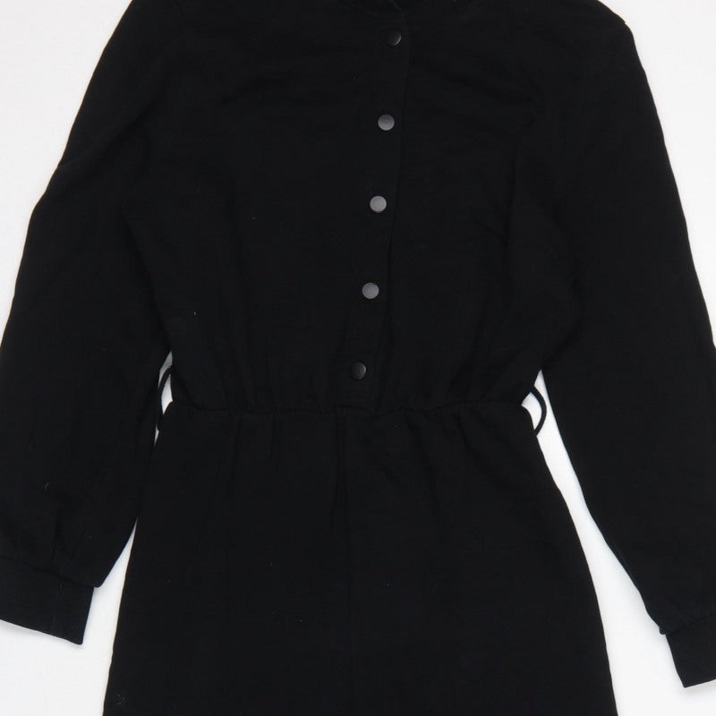 Additional view of Zara Women Black, size S, Button Front Drawstring Jersey Jumpsuit