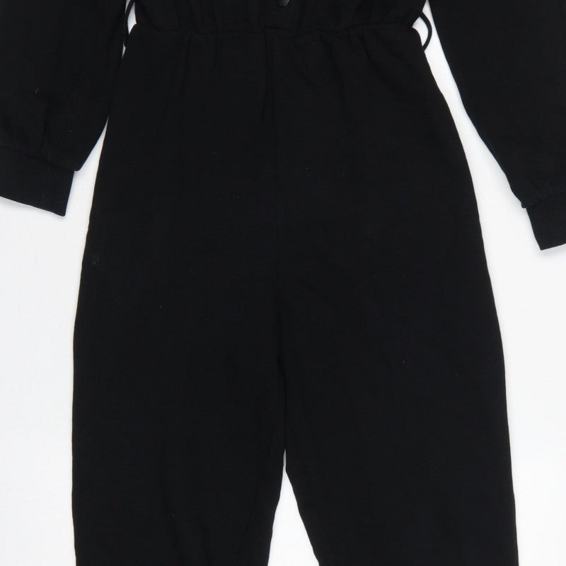 Additional view of Zara Women Black, size S, Button Front Drawstring Jersey Jumpsuit