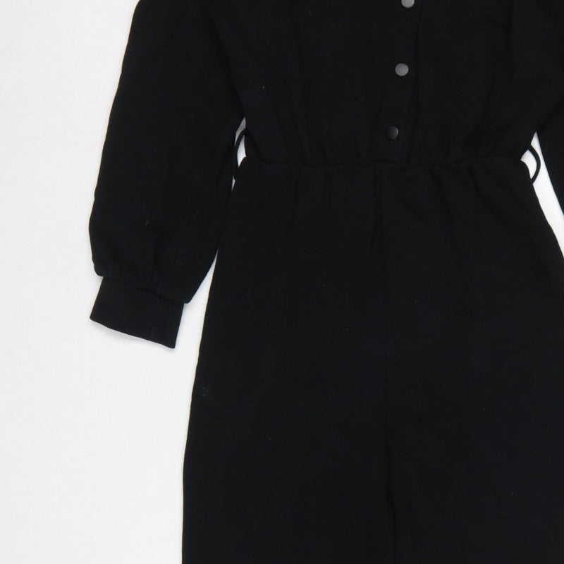Additional view of Zara Women Black, size S, Button Front Drawstring Jersey Jumpsuit