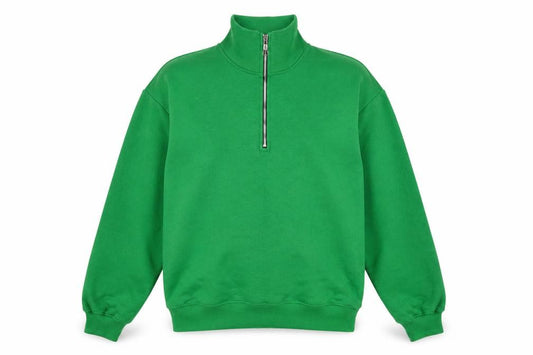 Front view of In The Style Women’s Green, size UK 12, Half Zip High Neck Sweatshirt