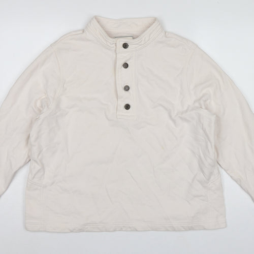 Gap Work-Force Men’s Ivory L Button Henley Sweatshirt Cotton