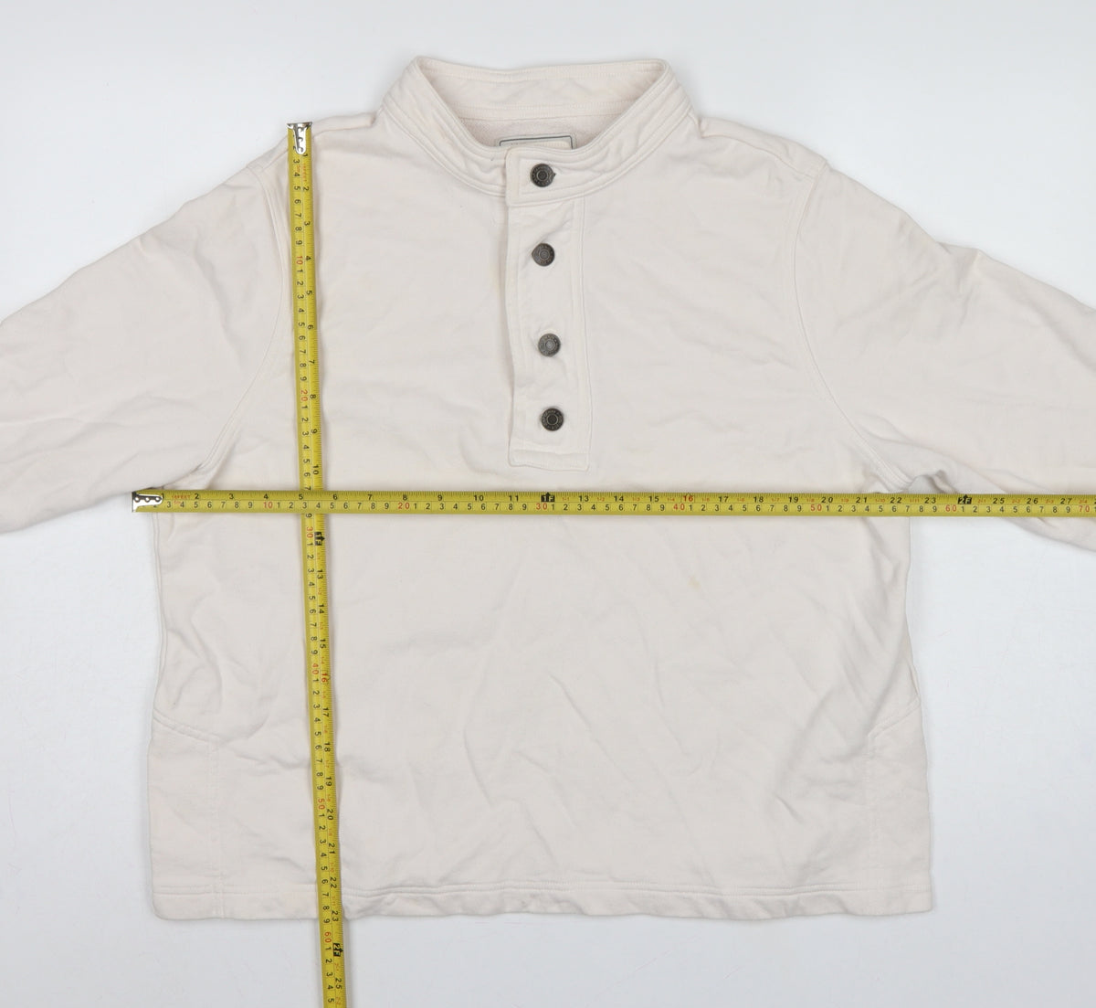 Gap Work-Force Men’s Ivory L Button Henley Sweatshirt Cotton