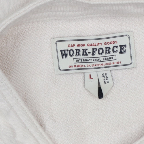 Gap Work-Force Men’s Ivory L Button Henley Sweatshirt Cotton