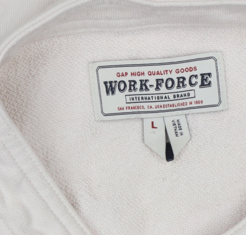 Gap Work-Force Men’s Ivory L Button Henley Sweatshirt Cotton