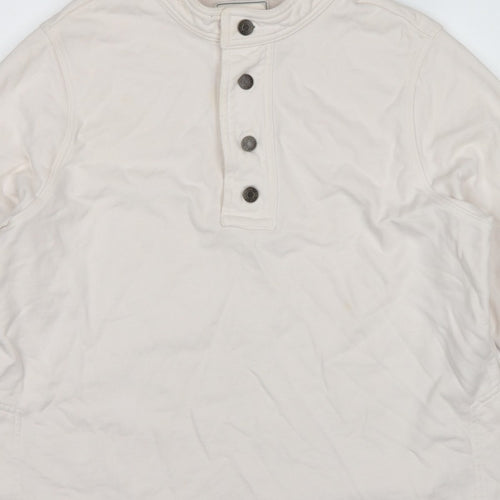 Gap Work-Force Men’s Ivory L Button Henley Sweatshirt Cotton