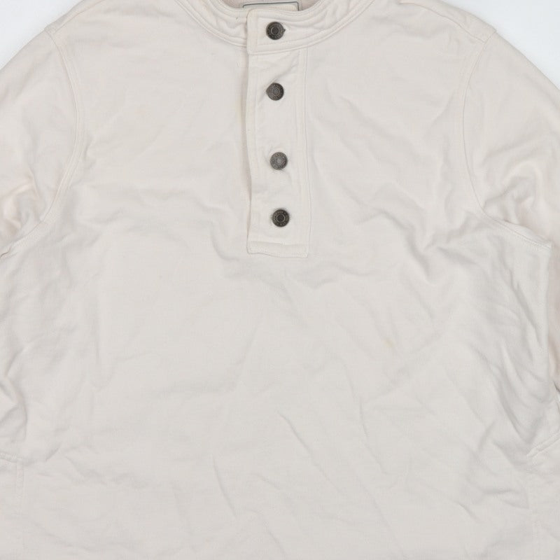 Gap Work-Force Men’s Ivory L Button Henley Sweatshirt Cotton