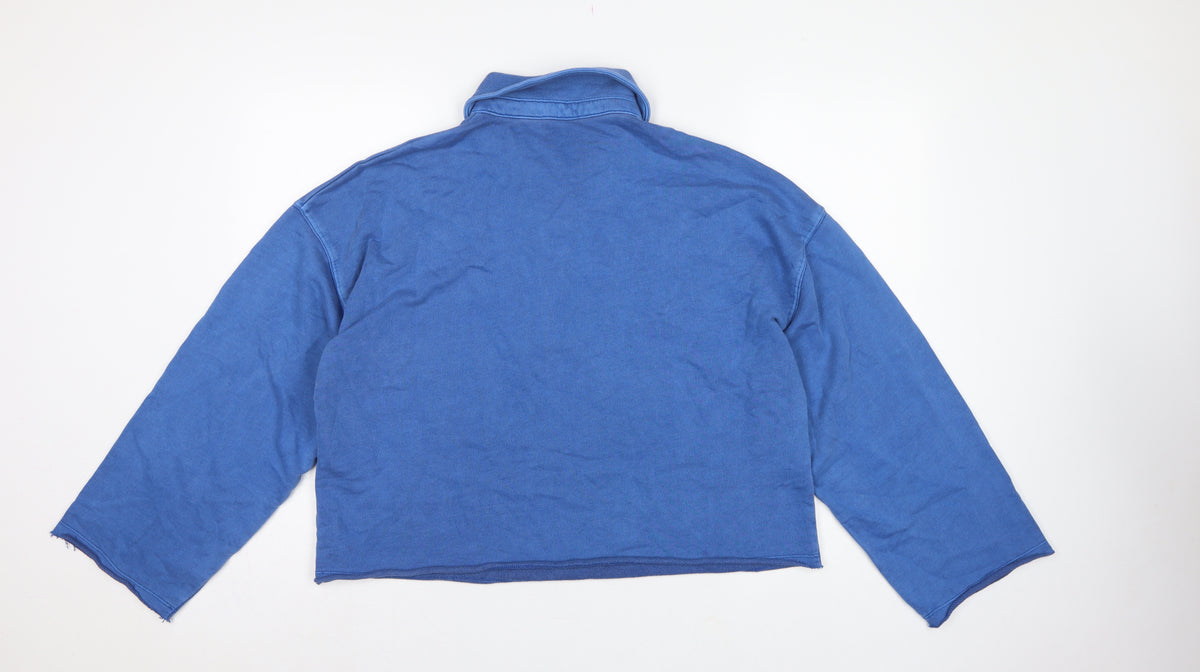 Brand and care label for Marks and Spencer Women Blue L Collared Henley Cotton Sweatshirt