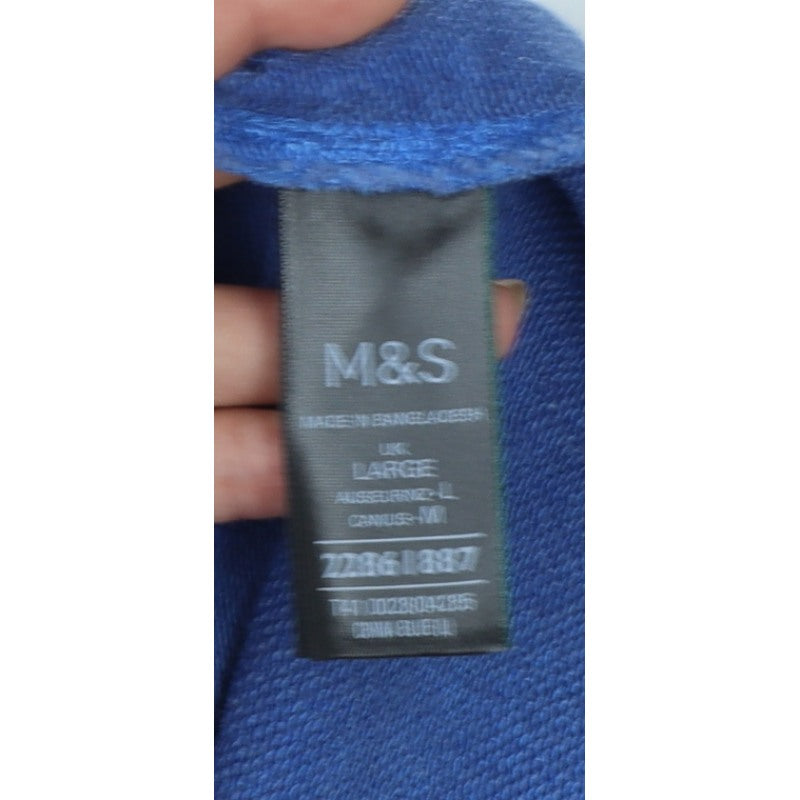 Additional view of Marks and Spencer Women Blue L Collared Henley Cotton Sweatshirt