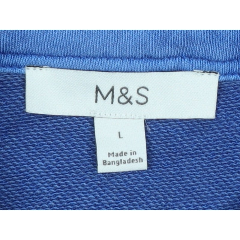 Additional view of Marks and Spencer Women Blue L Collared Henley Cotton Sweatshirt