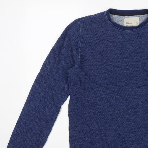 Revolution Men’s Blue Small Crew Neck Cotton Pullover Sweatshirt