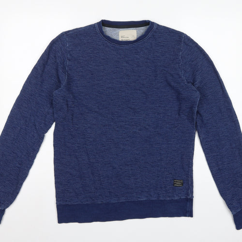 Revolution Men’s Blue Small Crew Neck Cotton Pullover Sweatshirt