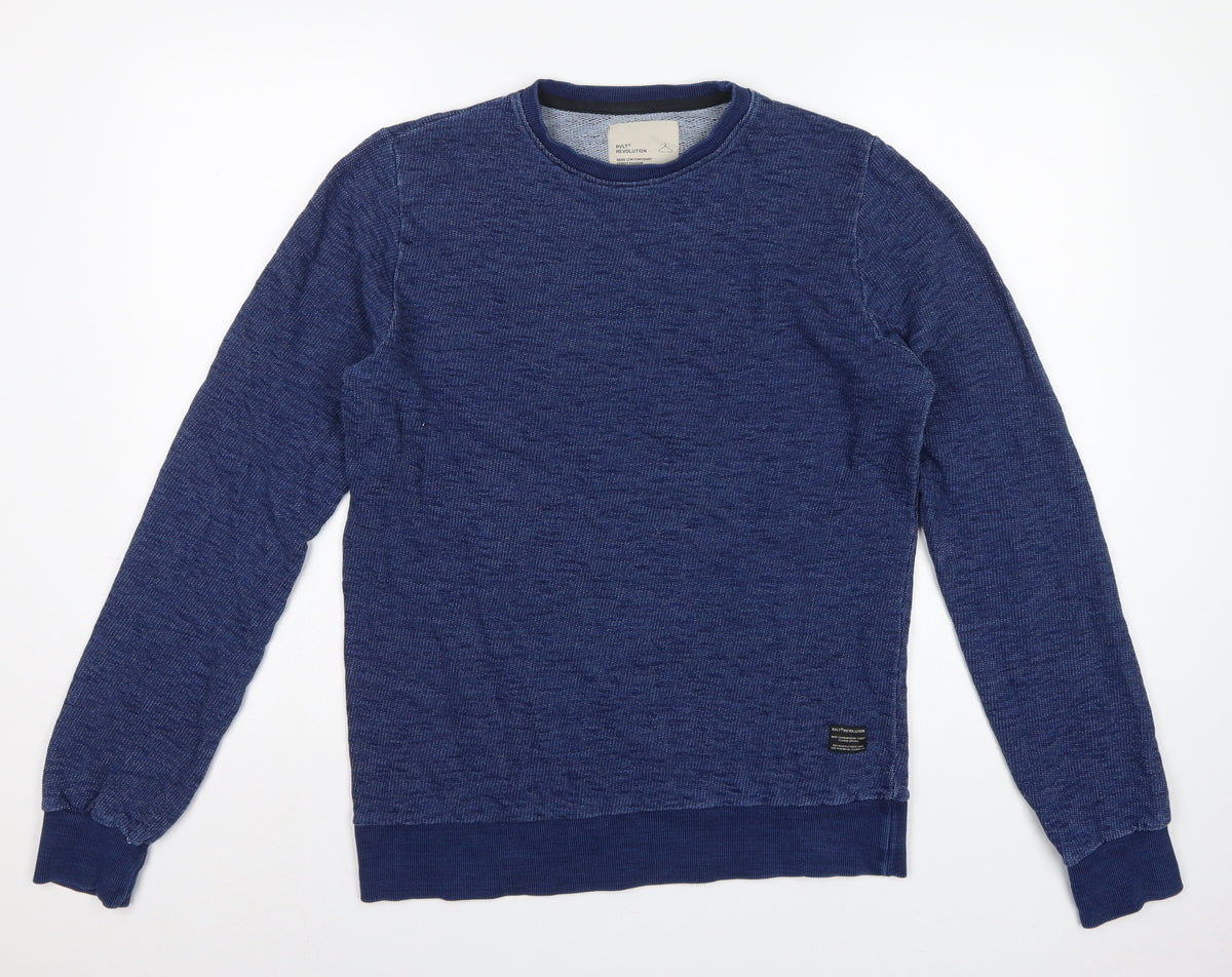 Revolution Men’s Blue Small Crew Neck Cotton Pullover Sweatshirt