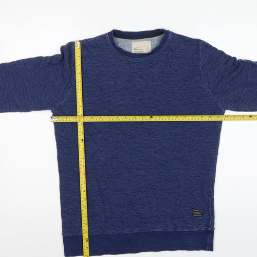 Revolution Men’s Blue Small Crew Neck Cotton Pullover Sweatshirt
