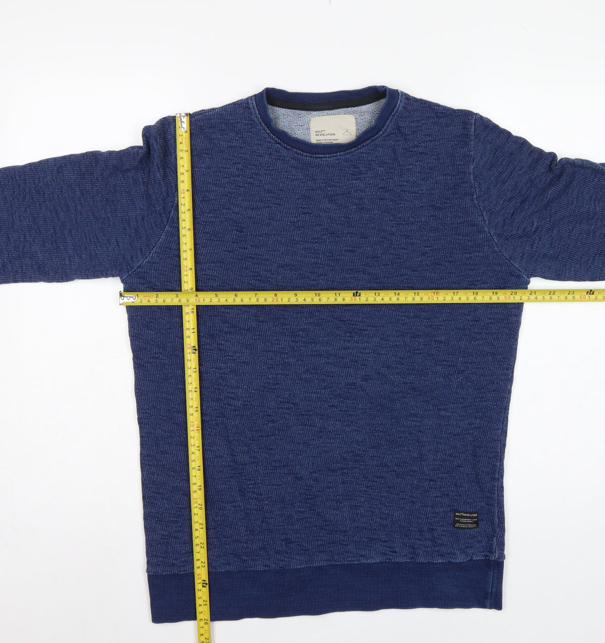 Revolution Men’s Blue Small Crew Neck Cotton Pullover Sweatshirt