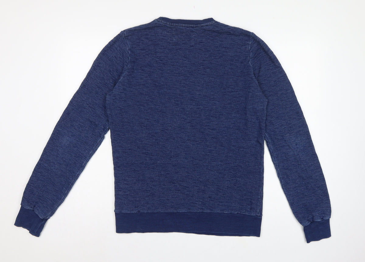 Revolution Men’s Blue Small Crew Neck Cotton Pullover Sweatshirt