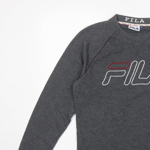 Fila Men’s Grey S Embroidered Logo Crew Neck Pullover Sweatshirt