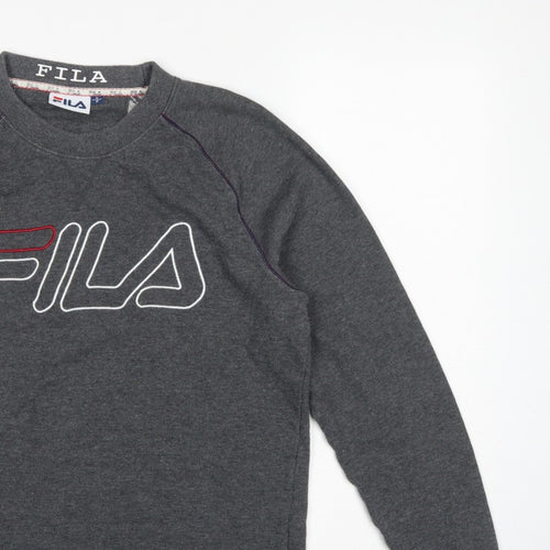 Fila Men’s Grey S Embroidered Logo Crew Neck Pullover Sweatshirt