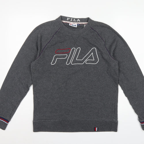 Fila Men’s Grey S Embroidered Logo Crew Neck Pullover Sweatshirt