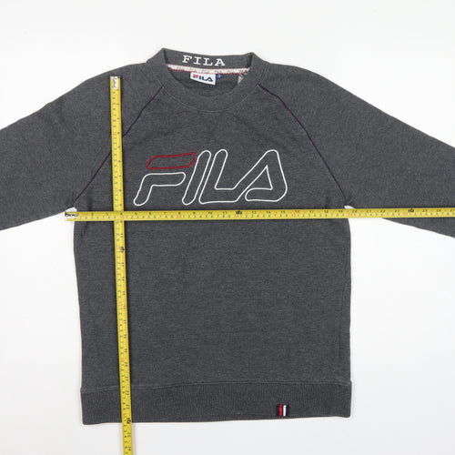 Fila Men’s Grey S Embroidered Logo Crew Neck Pullover Sweatshirt