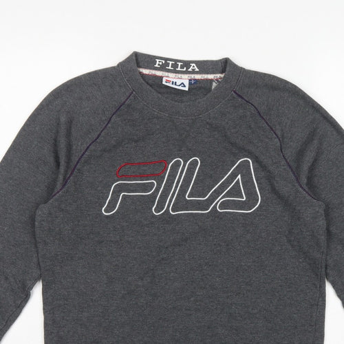 Fila Men’s Grey S Embroidered Logo Crew Neck Pullover Sweatshirt
