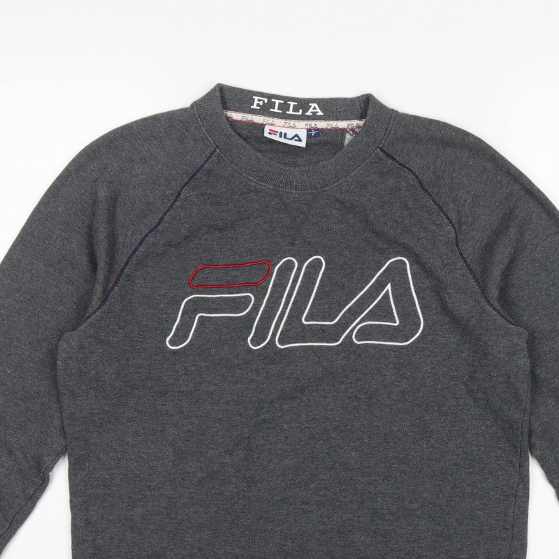 Fila Men’s Grey S Embroidered Logo Crew Neck Pullover Sweatshirt