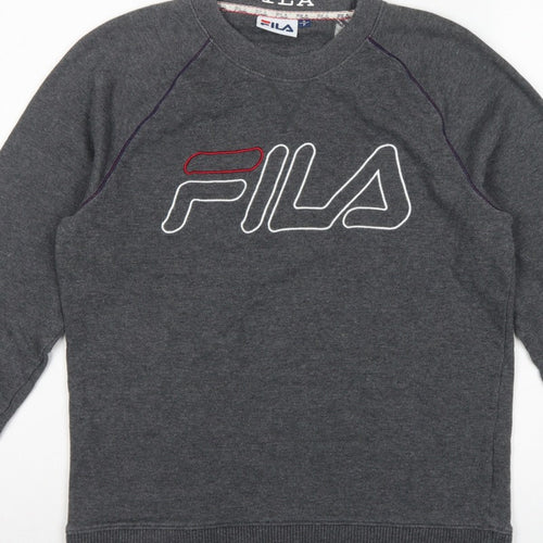 Fila Men’s Grey S Embroidered Logo Crew Neck Pullover Sweatshirt