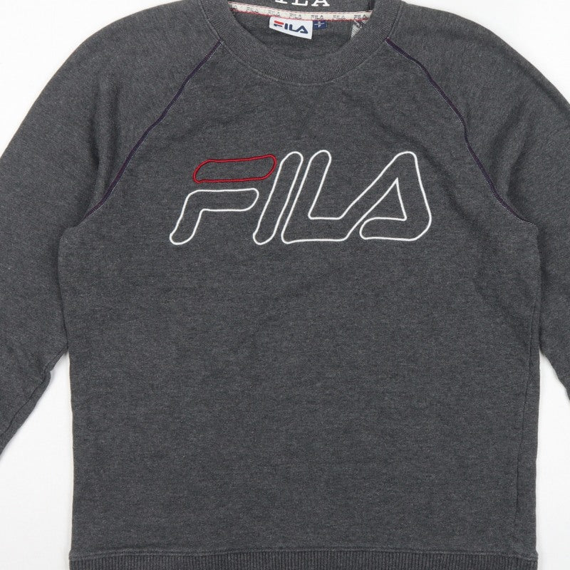 Fila Men’s Grey S Embroidered Logo Crew Neck Pullover Sweatshirt