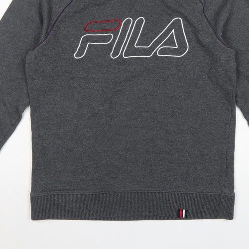 Fila Men’s Grey S Embroidered Logo Crew Neck Pullover Sweatshirt