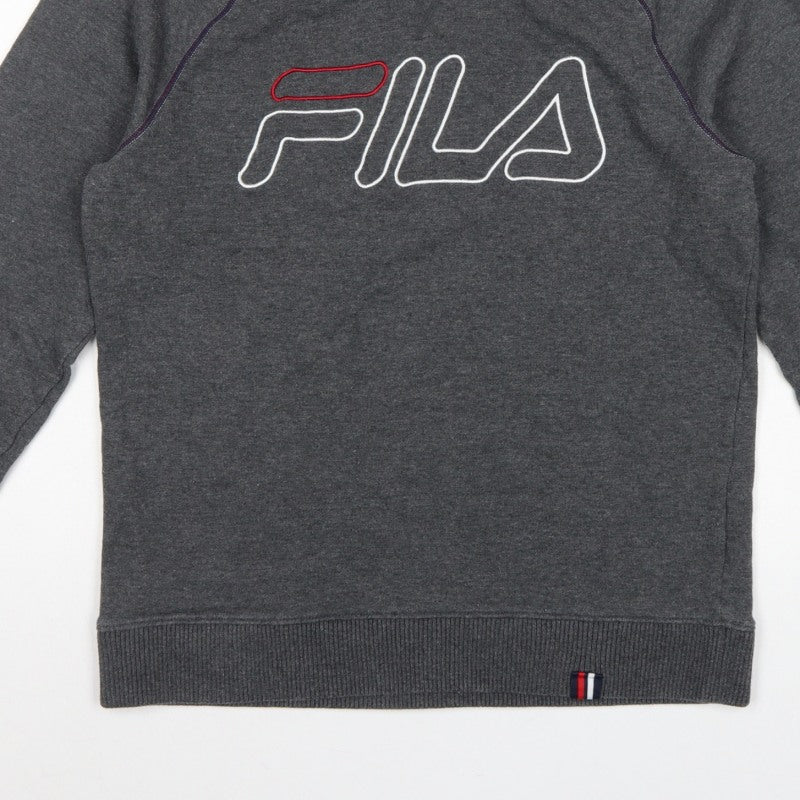 Fila Men’s Grey S Embroidered Logo Crew Neck Pullover Sweatshirt
