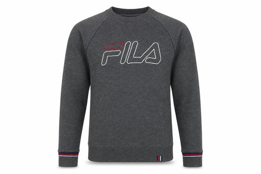 Fila Men’s Grey S Embroidered Logo Crew Neck Pullover Sweatshirt