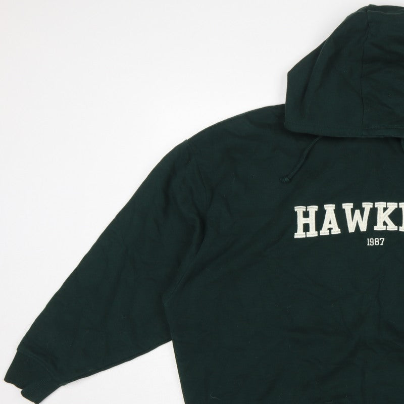 Primark Stranger Things Women's Green L Hawkins 1987 Pullover Hoodie