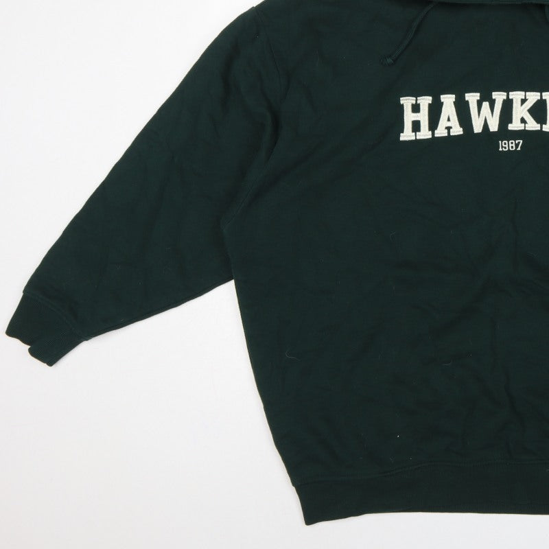 Primark Stranger Things Women's Green L Hawkins 1987 Pullover Hoodie