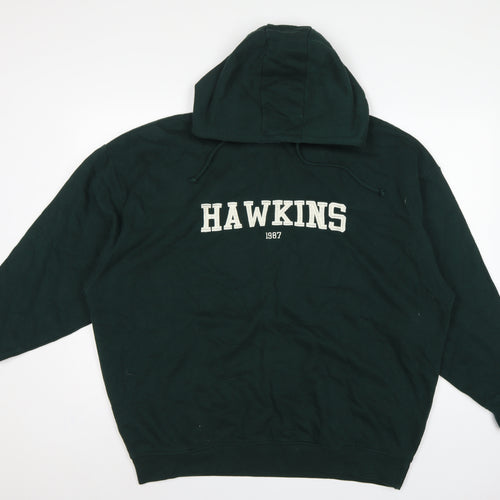 Primark Stranger Things Women's Green L Hawkins 1987 Pullover Hoodie