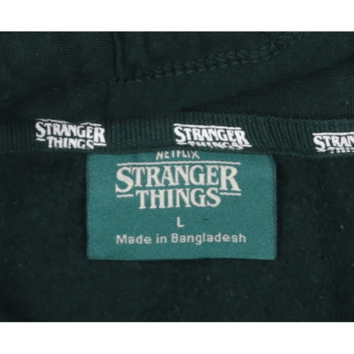 Primark Stranger Things Women's Green L Hawkins 1987 Pullover Hoodie