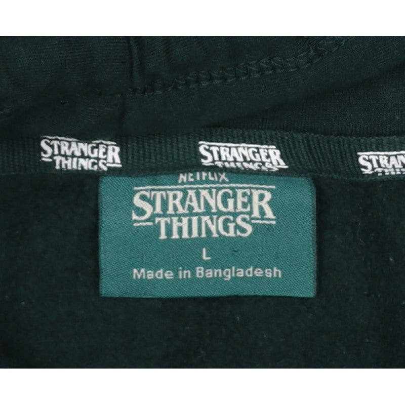 Primark Stranger Things Women's Green L Hawkins 1987 Pullover Hoodie