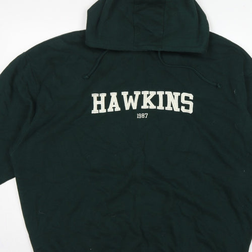 Primark Stranger Things Women's Green L Hawkins 1987 Pullover Hoodie