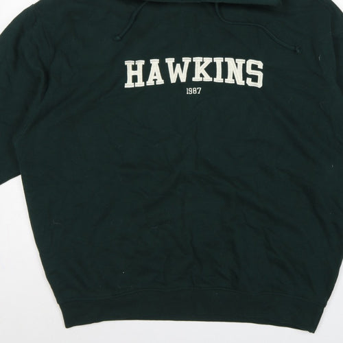 Primark Stranger Things Women's Green L Hawkins 1987 Pullover Hoodie