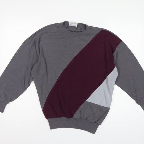 Greenwoods Active Women Grey M Colourblock Acrylic Sweatshirt Pullover