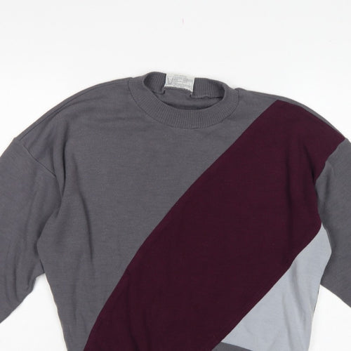 Greenwoods Active Women Grey M Colourblock Acrylic Sweatshirt Pullover