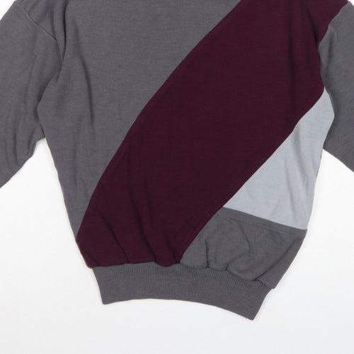 Greenwoods Active Women Grey M Colourblock Acrylic Sweatshirt Pullover