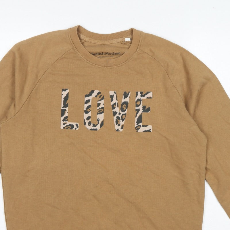 Selfish Mother Women’s Brown L Love Leopard Print Raglan Sweatshirt