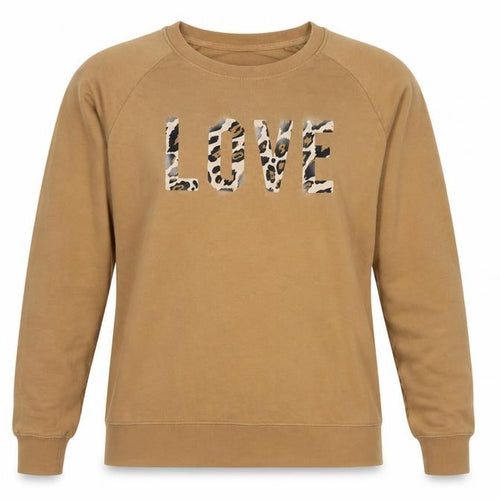 Selfish Mother Women’s Brown L Love Leopard Print Raglan Sweatshirt