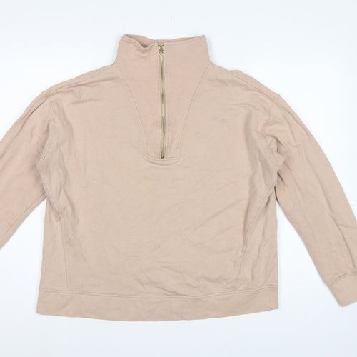 Joules Women Beige UK 14 Pullover Sweatshirt Gold 1/2 Zip
