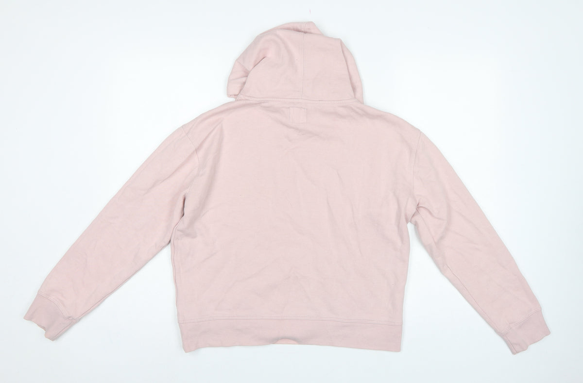 Brand and care label for Champion Women’s Pink M Pullover Hoodie Embroidered Logo