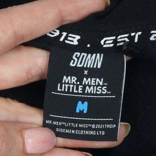 SDMN Men Black M Pullover Hoodie Mr Men Little Miss Graphic