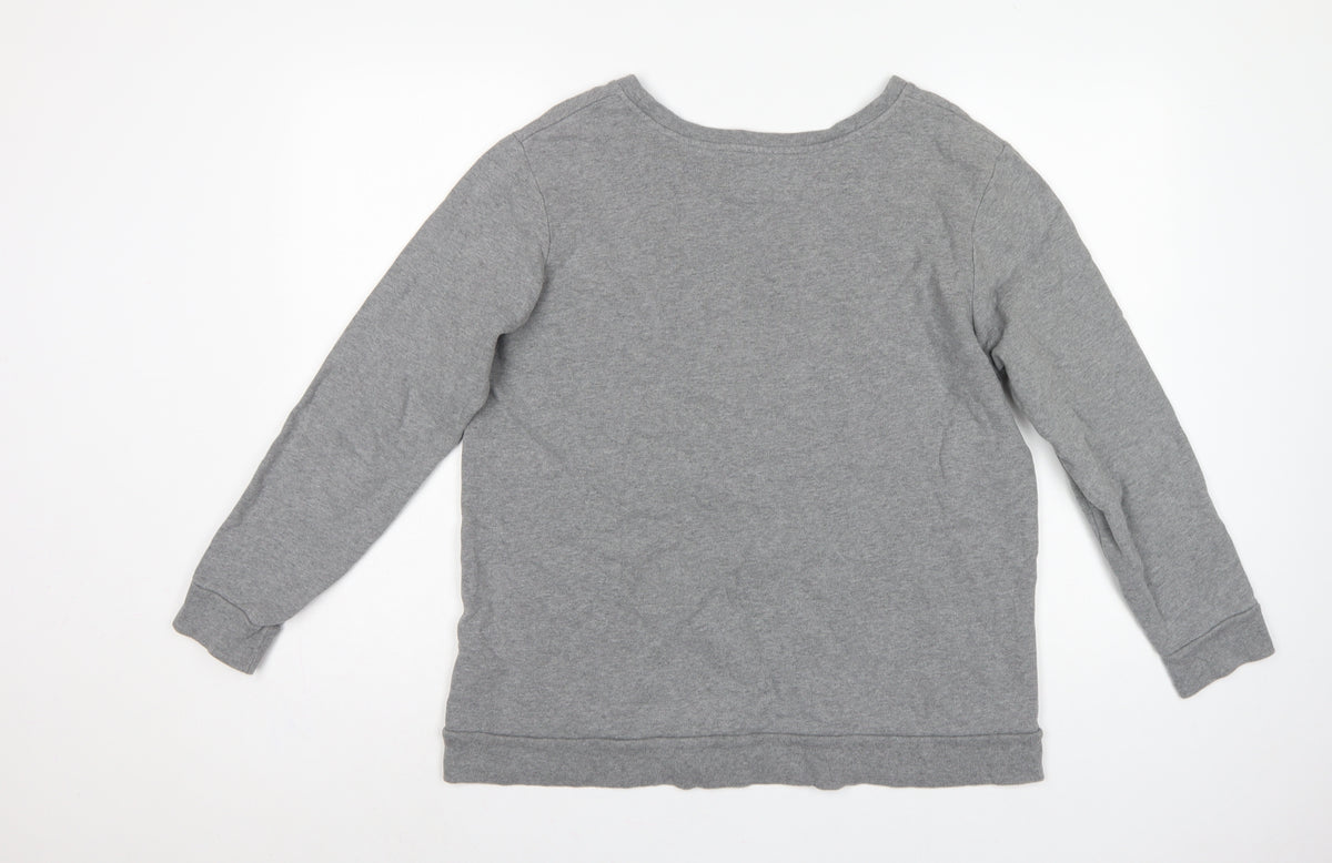 Brand and care label for Calvin Klein Jeans Women’s Grey L Logo Pullover Sweatshirt
