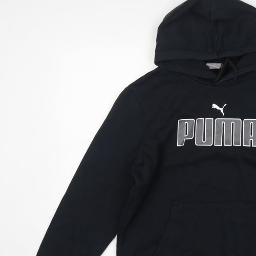 Puma Men’s Black S Pullover Hoodie Logo Graphic Print Pocket